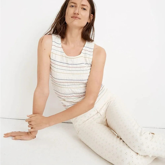 TEXTURE & THREAD by MADEWELL NWOT Rainbow Stitch Smocked Tank Top - Picture 2 of 10